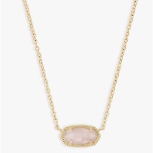 Kendra Scott Elisa Gold Pendant Necklace in
Rose Quartz.